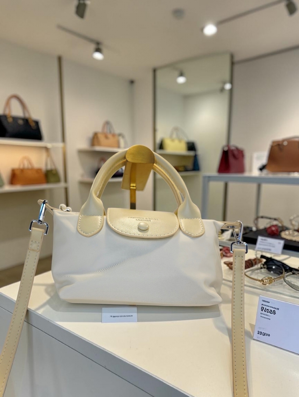 Nylon Top-Handle Tote with Detachable Strap in Two Colors by Fashion Bag Leather - Picture 4 of 8